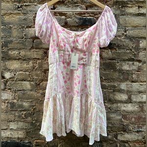 LoveShackFancy Pink Floral Mini Dress